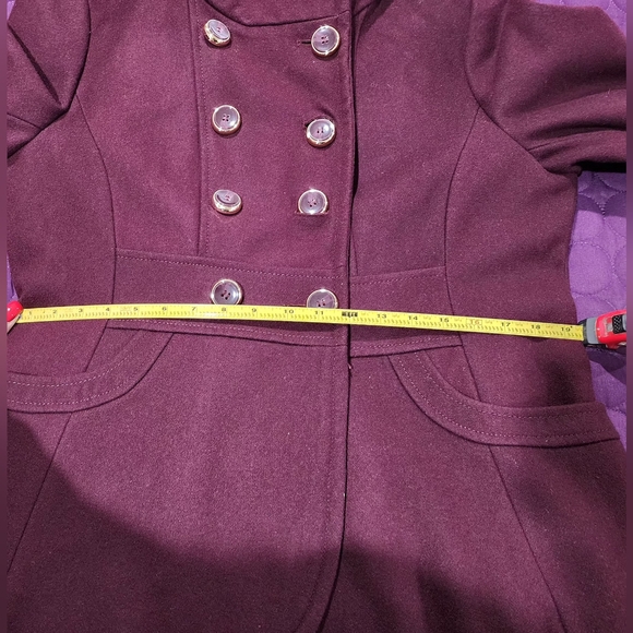 Kenneth Cole New York Double Breasted Funnel Collar Wool Blend Coat Size 14 - Picture 12 of 16